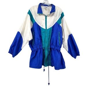 Vintage Pro Spirit Colorblock Windbreaker Jacket 90s Sporty Womens Large‎